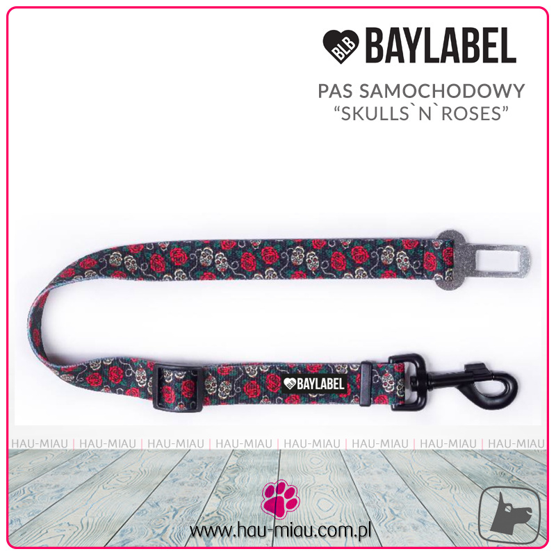 Baylabel - Pas do samochodu dla psa - Skulls`n`Roses - 2,5 cm Baylabel - Pas do samochodu dla psa - Skulls`n`Roses - 2,5 cm