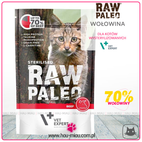 Raw Paleo - Adult Cat Sterilised Beef - WOŁOWINA - 100g - dla Kastratów Raw Paleo - Adult Cat Sterilised Beef - WOŁOWINA - 100g - dla Kastratów