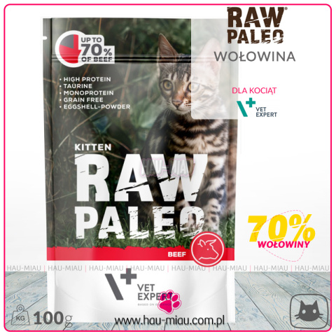 Raw Paleo - Kitten Cat Beef - WOŁOWINA - 100g - dla Kociąt Raw Paleo - Kitten Cat Beef - WOŁOWINA - 100g - dla Kociąt