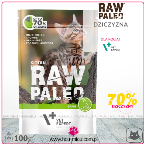 Raw Paleo - Kitten Cat Game - DZICZYZNA - 100g - dla Kociąt Raw Paleo - Kitten Cat Game - DZICZYZNA - 100g - dla Kociąt