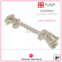 Ferribiella - Szarpak zabawka podwójny węzeł - Classic Dental - SZARY - 40cm - TOY