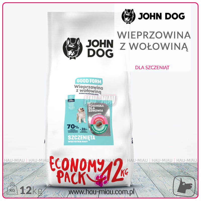 John Dog - Good Form - WIEPRZOWINA Z WOŁOWINĄ - 12 KG - dla Szczeniąt John Dog - Good Form - WIEPRZOWINA Z WOŁOWINĄ - 12 KG - dla Szczeniąt