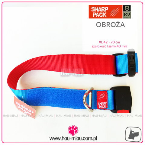 Sharp Pack - Obroża dla psa - NIEBIESKO-CZERWONA - 40 L - 35-55 cm
