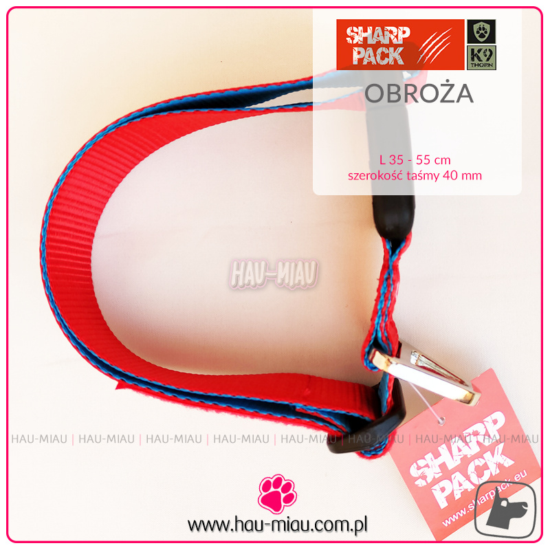 Sharp Pack - Obroża dla psa - CZERWONO-NIEBIESKA - 40 L - 35-55 cm