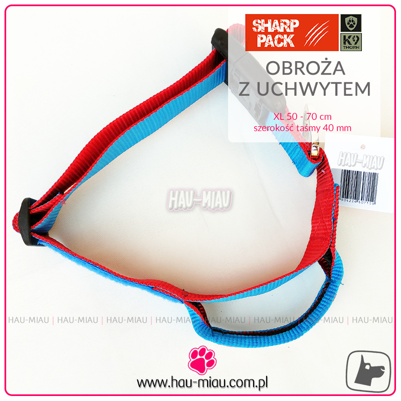 Sharp Pack - Obroża z uchwytem - NIEBIESKO-CZERWONA - 40 XL - 50-70 cm Sharp Pack - Obroża z uchwytem - NIEBIESKO-CZERWONA - 40 XL - 50-70 cm
