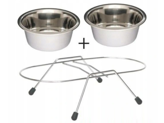 Barry King - Dwie metalowe miski na stojaku - 2×2,8l