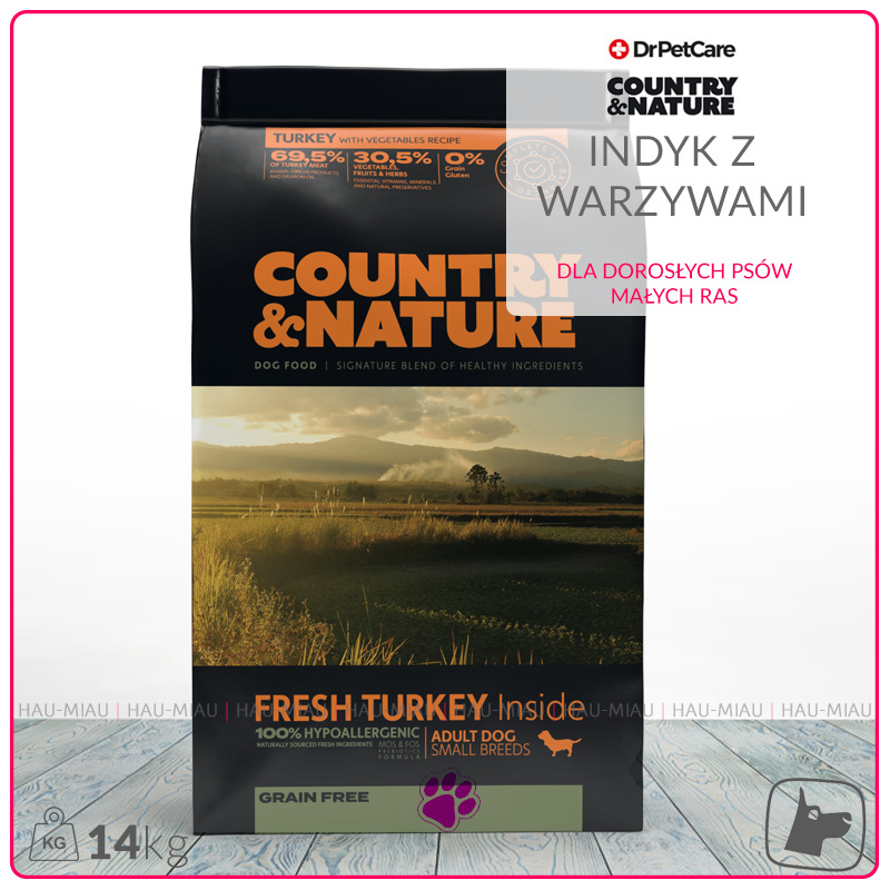 Country & Nature - Turkey with Vegetables Recipe. Karma dla psów ras małych - INDYK i WARZYWA - 14 kg Country & Nature - Turkey with Vegetables Recipe. Karma dla psów ras małych - INDYK i WARZYWA - 14 kg