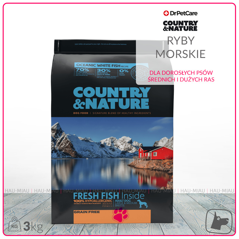 Country & Nature - Oceanic White Fish Recipe. Karma dla psów ras średnich i dużych - RYBY MORSKIE - 3 kg Country & Nature - Oceanic White Fish Recipe. Karma dla psów ras średnich i dużych - RYBY MORSKIE - 3 kg