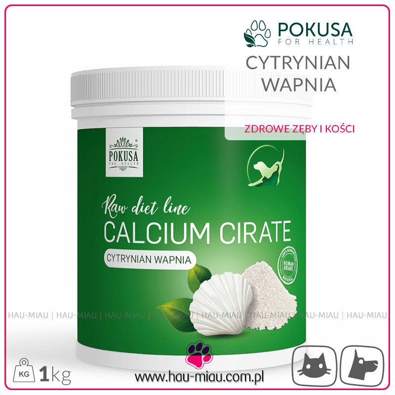 Pokusa - RawDietLine Calcium Citrate - Cytrynian wapnia - Wspiera zdrowie kości, zębów i układu krwionośnego - 1 KG