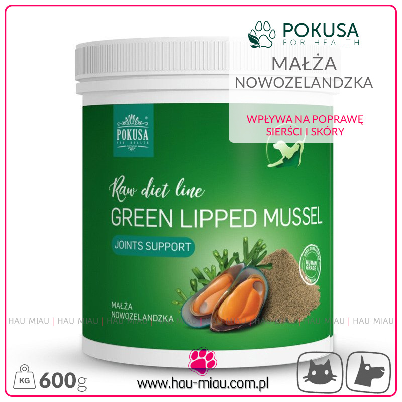 Pokusa - RawDietLine Małża nowozelandzka - Wpływa na poprawę sierści i skóry - 600g Pokusa - RawDietLine Małża nowozelandzka - Wpływa na poprawę sierści i skóry - 600g