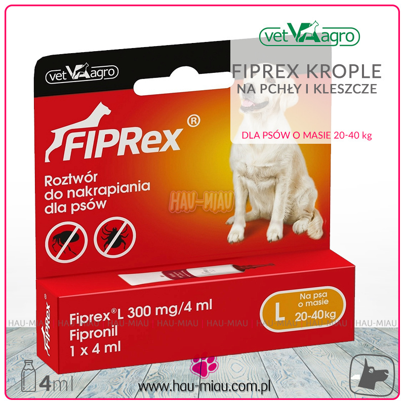 Vet Agro - Fiprex - Spot On - Krople do zwalczania kleszczy, pcheł i wszy u psów - L Vet Agro - Fiprex - Spot On - Krople do zwalczania kleszczy, pcheł i wszy u psów - L