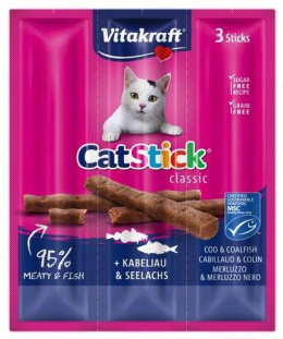 Vitakraft - Cat Stick® Classic - 3 Kabanosiki DORSZ i CZARNIAK - 18g