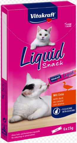 Vitakraft - Przysmak wspomagający odporność - Cat Liquid Snack Duck - Pasta KACZKA - 6 x 15g