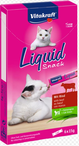 Vitakraft - Przysmak z inuliną - Cat Liquid Snack Beef - Pasta WOŁOWINA - 6 x 15g