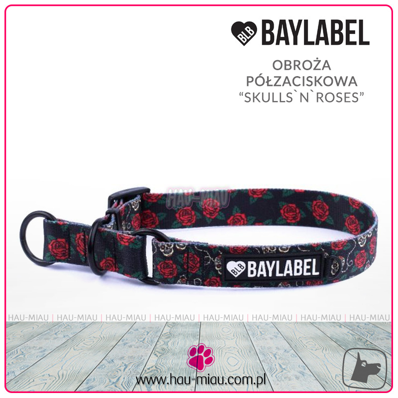 Baylabel - Obroża półzaciskowa dla psa - Skulls`n`Roses - S