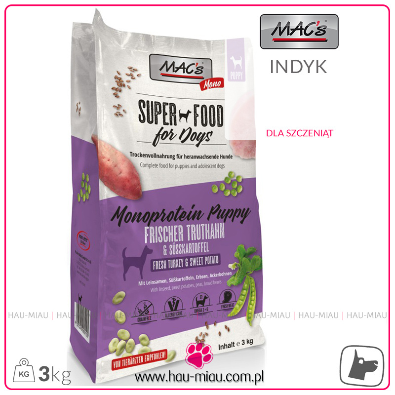 Mac`s - Super Food Puppy - Monoproteinowa - INDYK - 3 KG - dla Szczeniąt Mac`s - Super Food Puppy - Monoproteinowa - INDYK - 3 KG - dla Szczeniąt