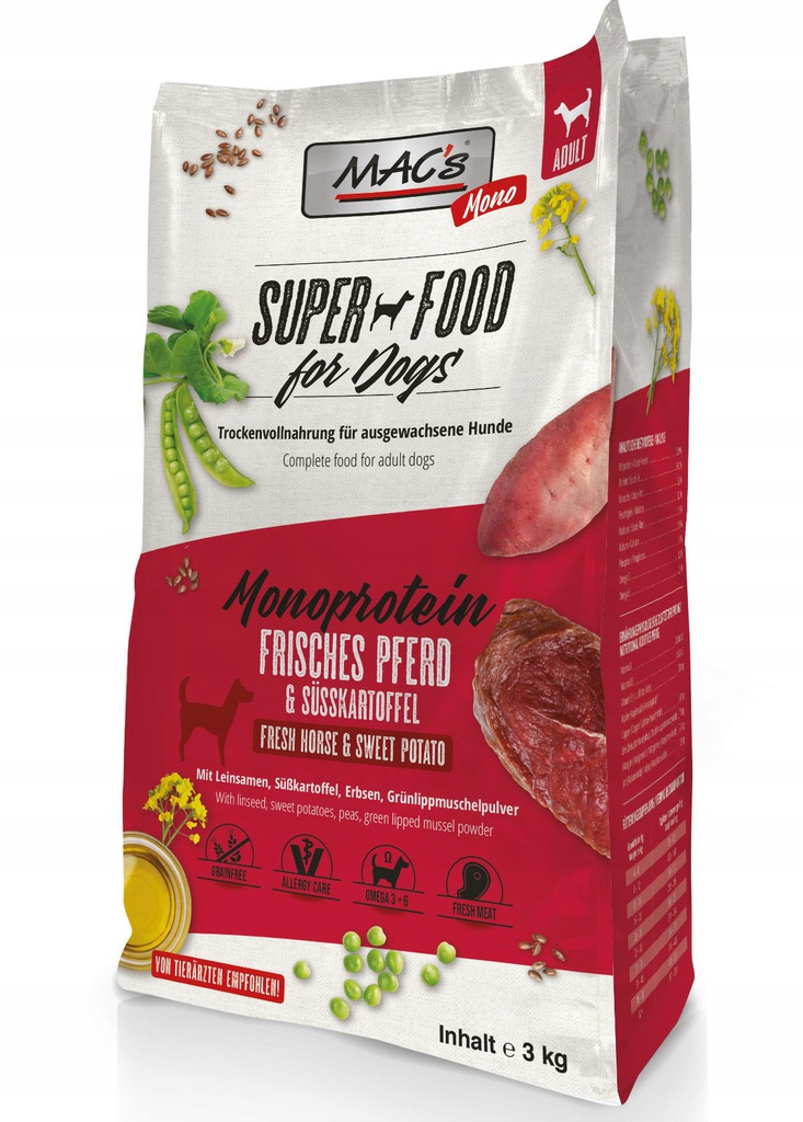Mac`s - Super Food Adult Dog - Monoproteinowa - KONINA - 3 KG Mac`s - Super Food Adult Dog - Monoproteinowa - KONINA - 3 KG