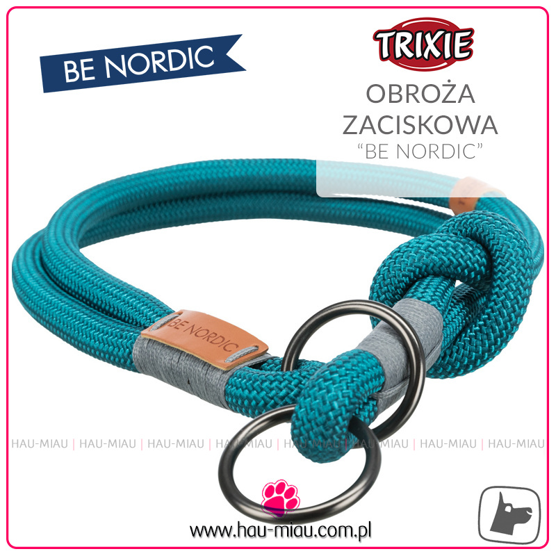 Trixie - Obroża zaciskowa linkowa tkana - Be Nordic - JASNO NIEBIESKA - L/XL - 55cm