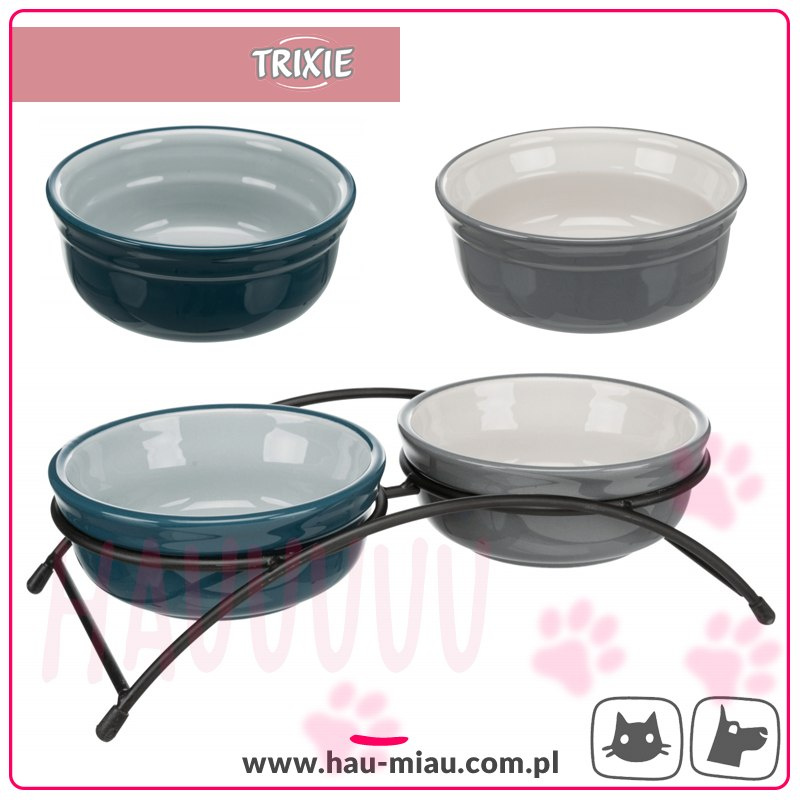 Trixie - Podwójna miska ceramiczna na metalowym stojaczku - 2x250 ml