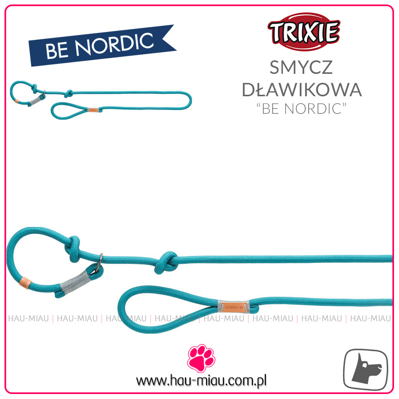 Trixie - Smycz zaciskowa linkowa tkana - Be Nordic - JASNY NIEBIESKI - L/XL - 170 cm / 13 mm