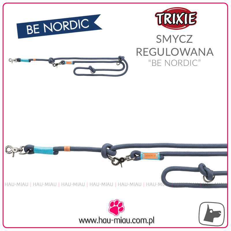 Trixie - Smycz regulowana linkowa - Be Nordic - GRANATOWA - L/XL - 2 m / ø 13 mm