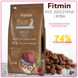 Fitmin - Purity Rice Adult Fish & Venison - RYŻ, DZICZYZNA I RYBY - 12 KG