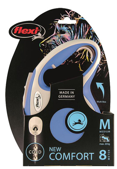 Flexi - New Comfort M - Niebieska - linka smycz dla psa do 20kg - 8m