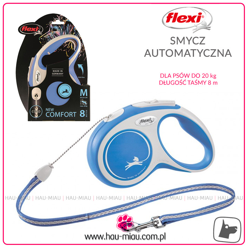 Flexi - New Comfort M - Niebieska - linka smycz dla psa do 20kg - 8m Flexi - New Comfort M - Niebieska - linka smycz dla psa do 20kg - 8m