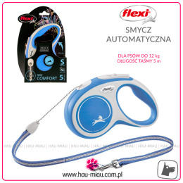 Flexi - New Comfort S - Niebieska - linka smycz dla psa do 12kg - 5m