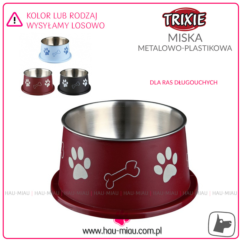 Trixie - Głęboka metalowo-plastikowa miska dla ras długouchych - 900ml Trixie - Głęboka metalowo-plastikowa miska dla ras długouchych - 900ml