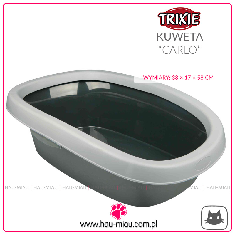 Trixie - Kuweta Carlo 2 - Szara z ramką - 38 × 17 × 58 cm Trixie - Kuweta Carlo 2 - Szara z ramką - 38 × 17 × 58 cm