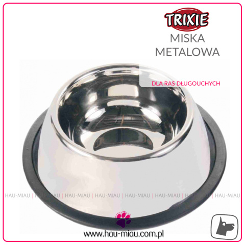 Trixie - Głęboka metalowa miska dla ras długouchych - 900ml