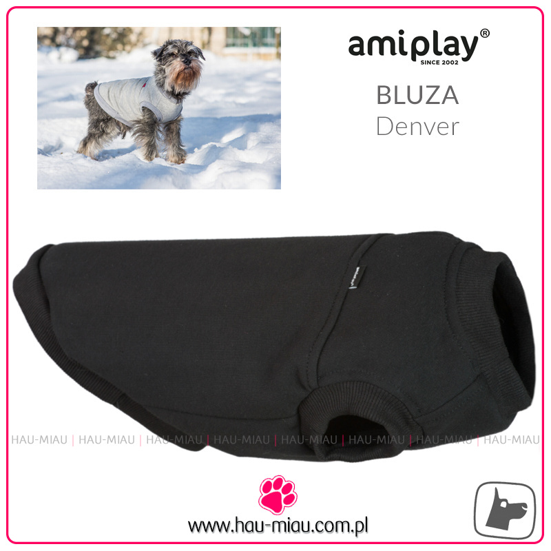AmiPlay - Bluza dla psa Denver - CZARNA - rozmiar 40 cm AmiPlay - Bluza dla psa Denver - CZARNA - rozmiar 40 cm