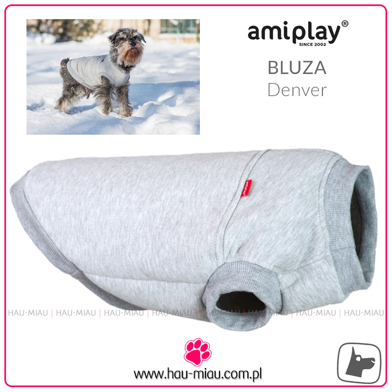 AmiPlay - Bluza dla psa Denver - SZARA - rozmiar 25 cm