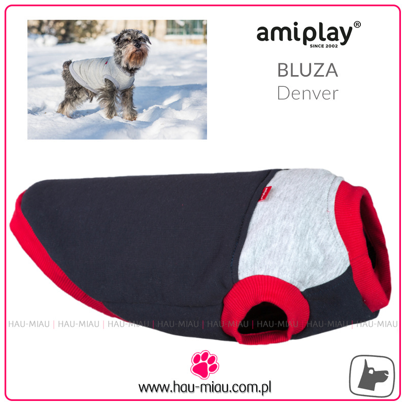 AmiPlay - Bluza dla psa Denver - GRANATOWO-SZARA - rozmiar 40 cm AmiPlay - Bluza dla psa Denver - GRANATOWO-SZARA - rozmiar 40 cm
