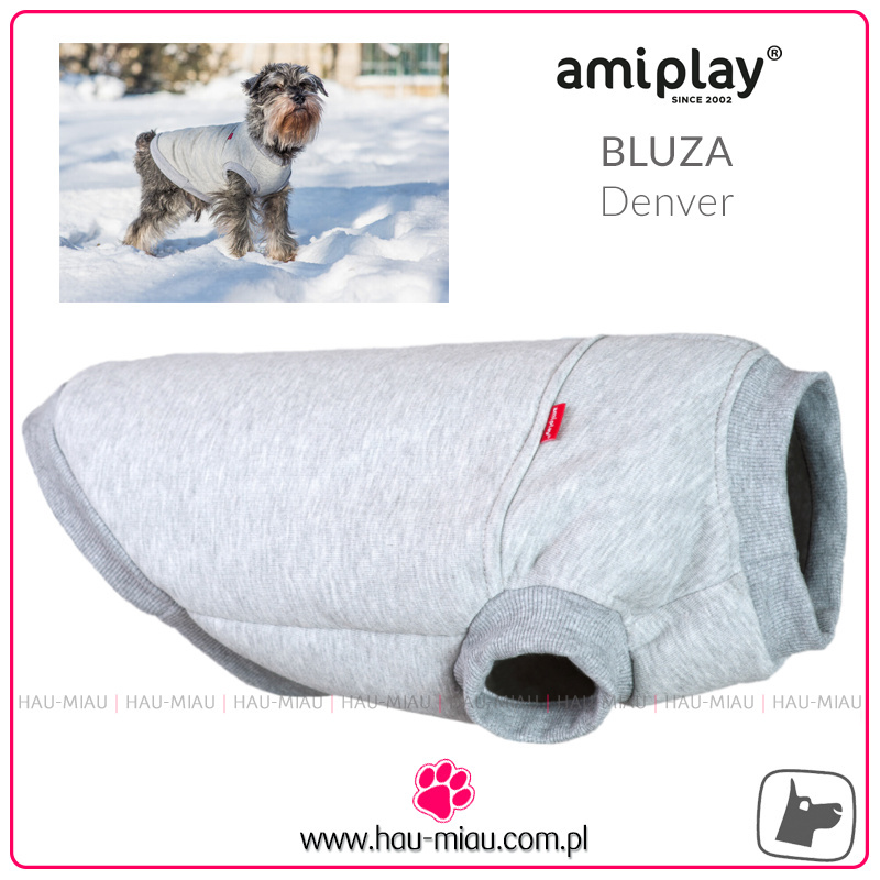 AmiPlay - Bluza dla psa Denver - SZARA - rozmiar 30 cm AmiPlay - Bluza dla psa Denver - SZARA - rozmiar 30 cm