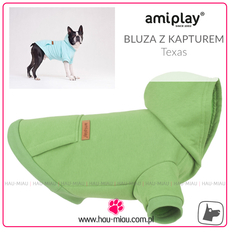 AmiPlay - Bluza z kapturem Texas - ZIELONA - rozmiar 40 cm AmiPlay - Bluza z kapturem Texas - ZIELONA - rozmiar 40 cm