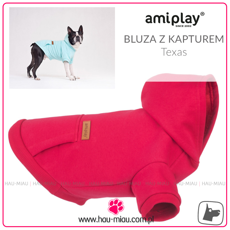 AmiPlay - Bluza z kapturem Texas - CZERWONY - rozmiar 45 cm AmiPlay - Bluza z kapturem Texas - CZERWONY - rozmiar 45 cm