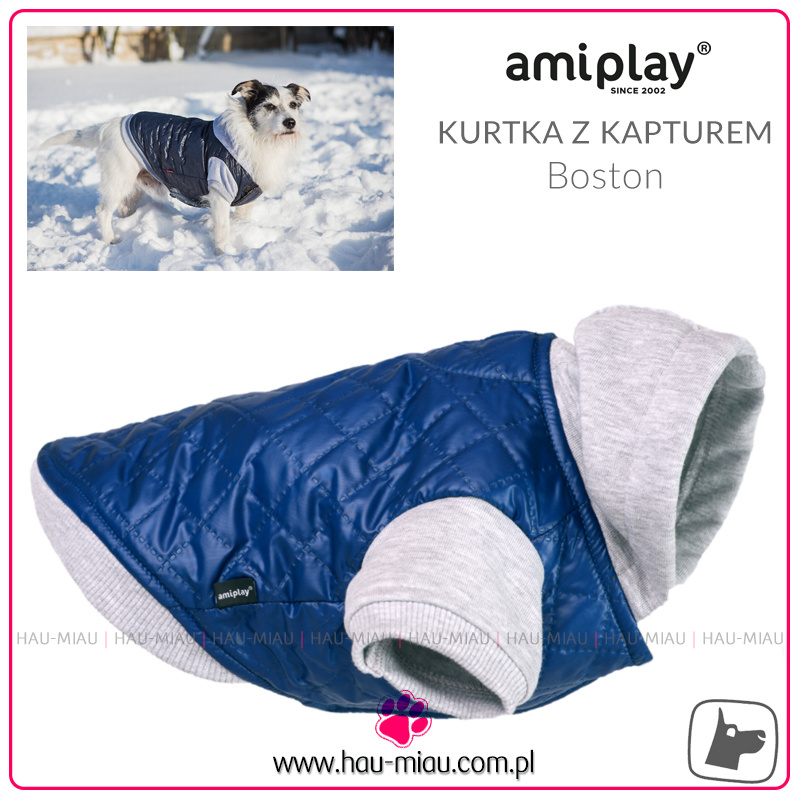 AmiPlay - Kurtka z kapturem Boston - GRANATOWA - rozmiar 46 cm AmiPlay - Kurtka z kapturem Boston - GRANATOWA - rozmiar 46 cm