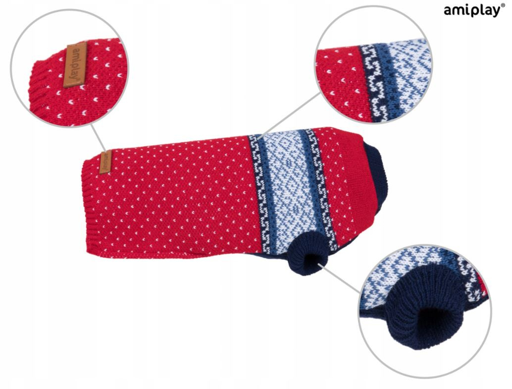 AmiPlay - Sweterek Bergen - CZERWONY - rozmiar 28 cm AmiPlay - Sweterek Bergen - CZERWONY - rozmiar 28 cm