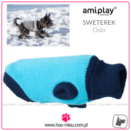 AmiPlay - Sweterek dla psa Oslo - TURKUSOWY - rozmiar 23 cm