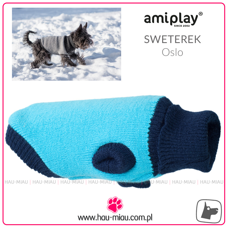 AmiPlay - Sweterek dla psa Oslo - SZARY - rozmiar 19 cm AmiPlay - Sweterek dla psa Oslo - SZARY - rozmiar 19 cm