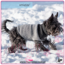 AmiPlay - Sweterek dla psa Oslo - SZARY - rozmiar 19 cm