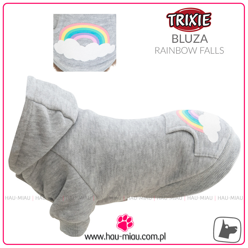 Trixie - Bluza z kapturem - Rainbow Falls - SZARA - XXS - 18 cm Trixie - Bluza z kapturem - Rainbow Falls - SZARA - XXS - 18 cm