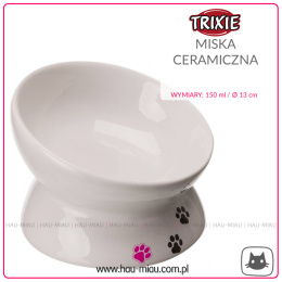 Trixie - Ceramiczna miska z motywem łapek - Biała - 13 cm / 150ml