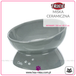 Trixie - Miska ceramiczna na skośnym podwyższeniu - SZARA - 350 ml