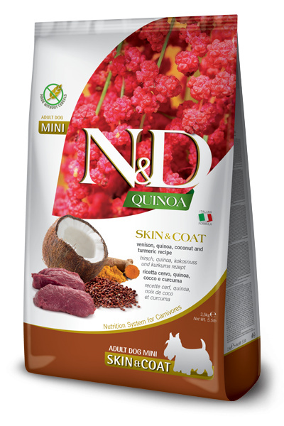 Farmina - N&D - QUINOA Skin & Coat Mini Adult - JELEŃ, KOMOSA i KOKOS - 800g Farmina - N&D - QUINOA Skin & Coat Mini Adult - JELEŃ, KOMOSA i KOKOS - 800g