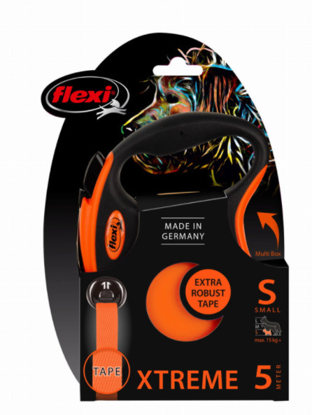 Flexi - Xtreme S Orange - taśma smycz dla psa do 15 kg - 5m Flexi - Xtreme S Orange - taśma smycz dla psa do 15 kg - 5m