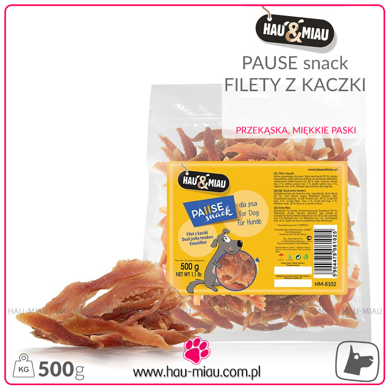 Hau & Miau - Pausesnack przysmak dla psa, miękkie filety - KACZKA - 500g Hau & Miau - Pausesnack przysmak dla psa, miękkie filety - KACZKA - 500g