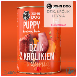 John Dog - Puppy Pumpkin line - DZIK, KRÓLIK I DYNIA - 400g - dla Szczeniąt
